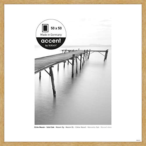 accent by nielsen Bilderrahmen, 50 x 50 cm, Holz, Eiche, Posterrahmen zum Aufhängen im Hoch- & Querformat, Echtglas, Scandic