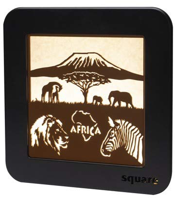 weigla - SQUARE Wandbild LED original Erzgebirge I Motiv Afrika l Dekobild beleuchtet I Stimmungslicht Batterie und Timer I Deko innen I Wanddeko aus Holz I Fensterbank Deko