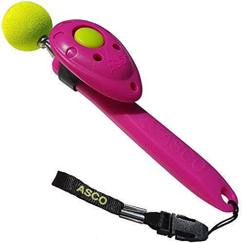 ASCO ClickStick - Target Stick mit abnehmbarem Premium Clicker - Target Stab für Hunde Katzen Clickertraining - Targetstick ausziehbar mit extra Klicker - Targetstab für Target-Training, pink