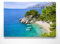 Atemberaubendes Leinwand-Bild Strand & Meer Kroatien - als 90x60cm großes XXL Wandbild, toll als Hintergrund & Deko für Wohnzimmer & Schlafzimmer. Fertig aufgespannt auf 4cm Holz-Keilrahmen