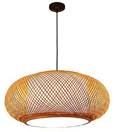 Retro Gewebte Hängeleuchte Deckenleuchte LED Pendellampe Natürlichen Bambus Und Rattan Gewebten Kronleuchter Kreative Altmodische E27 Deckenlampe Handbuch Weben Pendelleuchte,50cm