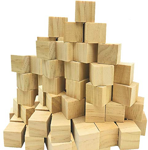Fycooler Holzwürfel Kleine Houten Dobbelstenen 80Stück 25x25mm Blanko Bastelwürfel,Natürlich Unfertige Holzblöcke,Houten Blokken om te Knutselen, doe-het-zelf, Stempel, Wiskunde, Bouwstenen
