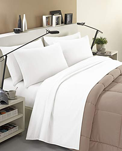 Banzaii Ensemble de Draps Parure de Linge de lit en Flanelle Anti-Boulochage 100% Coton 120x200 cm Blanc
