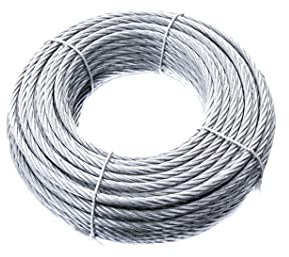 Cuerda de 72 hilos, diámetro de 6 mm, de acero galvanizado, 25 m.