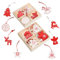 Belle Vous Adornos de Navidad de Madera para Colgar Estilo Nórdico (Pack de 32) Decoracion Navidad 8 Piezas Tradicionales Vintage – Reno, Campana, Bola, Ángel, Árbol y Estrella – Rojo y Blanco