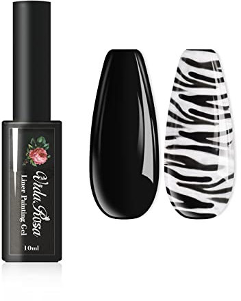 VidaRosa Gel Nail Liner Polish Pen UV LED Painting Gel Polish Set for 3D Nail Art DIY Nail Design Pull Line Pen Nail Drawing, Nail Painting Polish for Manicure Salon, 10ML, Black