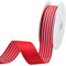 WANDIC Rot-weiß gestreiftes Band, 22 Meter Süßigkeiten-gestreiftes Ripsband, Weihnachts-Stoffstreifen für Geschenkverpackung, DIY, Haarbasteln, Hochzeit, Party, Dekoration