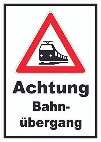 HB-Druck Schild Achtung Bahnübergang A1 Rückseite selbstklebend
