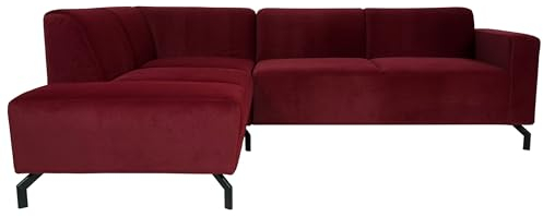 Ecksofa HWC-J60, Couch Sofa mit Ottomane Links, Made in EU, wasserabweisend 247cm - Samt Bordeaux-rot