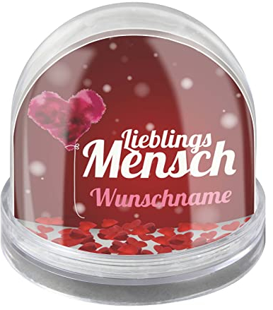 printplanet® - Schneekugel mit Herzchen und eigenen Namen Personalisieren - Motiv: Lieblingsmensch