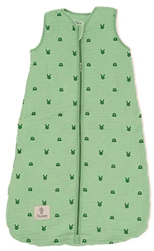 Sterntaler Baby Unisex Schlafsack Baby Musselin Schlafsack Stay True to Nature - Babyschlafsack, Pucksack Baby, waschbar - Bio - mittelgrün, 70cm