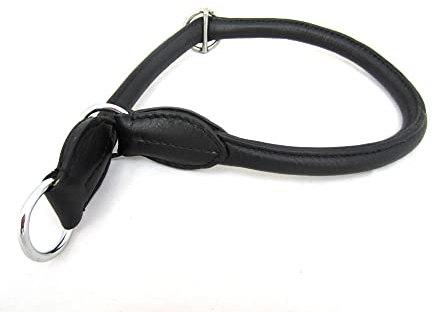 PS Pferdeartikel Leder Hundehalsband rundgenäht mit Zugstopp aus weichem Nappaleder Größe L Dunkelbraun