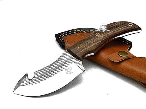 Maru Knives Coltello da Caccia Bushcraft in Acciaio Inossidabile Manico Legno Palissandro Coltello da Caccia Fatto A Mano Artigianale con Fodero Coltello da Collezione Coltello Skinner