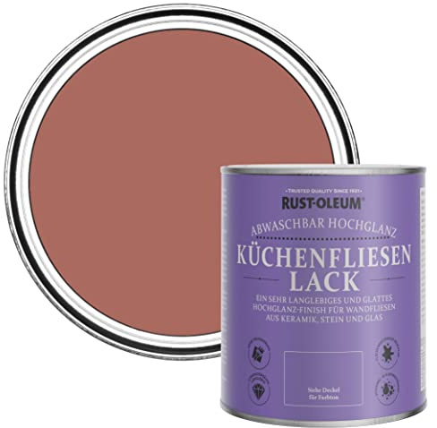 Rust-Oleum Red Water-Resistant Kitchen Tile Paint in Gloss Finish - Salmon 750ml