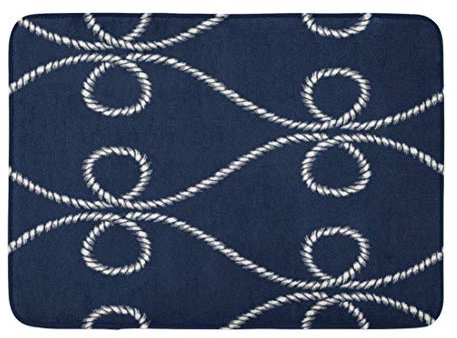 IUBBKI 40x60cm Doormats Bath Rugs Outdoor/Indoor Door Mat Abstract Nautical Rope n Endless Navy e Loop Wavy Lines on Dark Blue Maritime Artistic Bathroom Decor Rug Bath Mat
