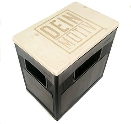 Bierkastensitz, Outdoor Hocker, Sitzauflage aus Holz für Getränkekisten mit individuellem Motiv gelasert passend für 11-er Kasten (20 x 30 cm)
