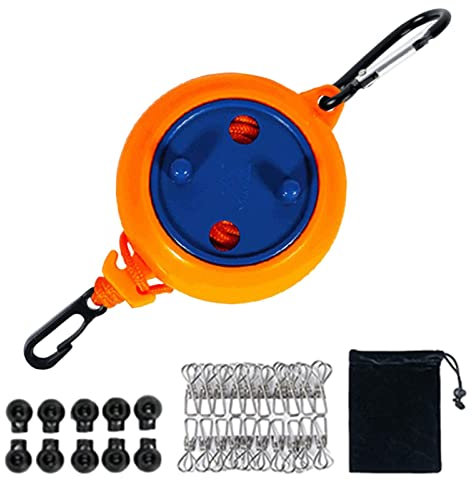 Outdoor Wäscheleine, 32,8ft/10m Reise Wäscheleine Mit Aufbewahrungstasche, Tragbares Wäschetrocknungsse Für Den Kofferraum Von Waschküchen Wohnmobilen, 20 Wäscheklammern und 10 Feste Schnalle