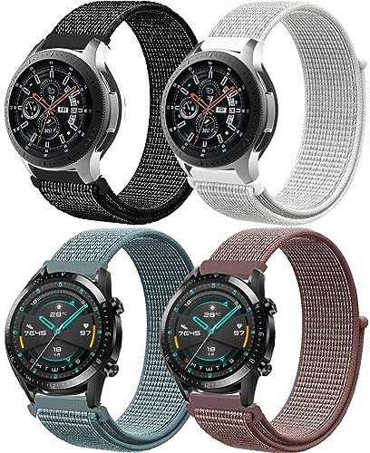 22mm Nylon Armband für Samsung Galaxy Watch 3 Armband 45mm/Galaxy Watch 46mm/Gear S3 Frontier/Classic,4ST Sport Uhrenarmband für Garmin vivoactive 4/Venu 2/3,HUAWEI Watch GT/GT2/GT2e/GT3/GT4 Pro Band