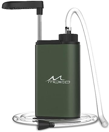 MoKo Filtro de Agua Portátil, Water Filter Emergencia Personal Purificador de Agua para Campamento o Acampada Deport al Aire Libre y Supervivencia Mate Ejército Finalizado, Ejército Verde