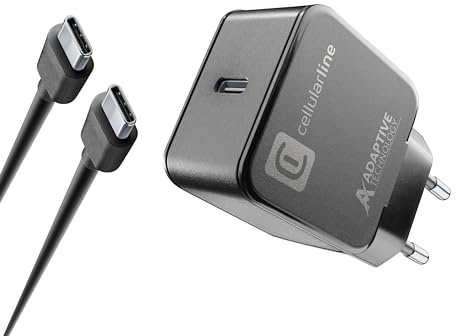 cellularline | USB-C Charger Kit 15W | USB-C-Ladegerät für Samsung, 1 m Kabel – maximale Ausgangsleistung 15 Watt – Schwarz