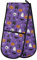 Double Oven Gloves Halloween Pumpkin Lantern Purple Heat Resistant Pot Holder Oven Mitt Gloves for BBQ Cooking Baking Grilling Microwave