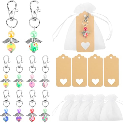 VGOODALL Schutzengel Anhänger, 20 Stück Gastgeschenke Hochzeit Gastgeschenke Schutzengel mit Organza Beutel Kraftpapier Anhänger für Kommunion Gastgeschenke Konfirmation Taufe Geschenk Abschied