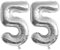 Guoguonb 40 Zoll Zahl 55. Geburtstag Deko Riesen Aufblasbar Helium Folienballon Nummer 55 Luftballons Personalisiertes Design Ballon für Gedenktag Geburtstag Dekoration (Silber)