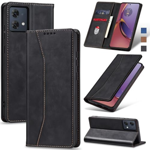Jasonyu Funda para Motorola Moto G84, Cuero PU Carcasa, Tipo Libro Flip Case con Tarjetas y Cartera, Soporte Plegable, Cierre magnético, Capa (Negro)