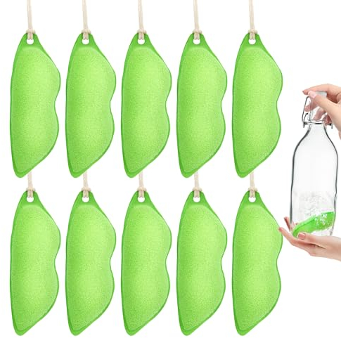Heveer Esponja Limpiadora de Botellas de Frijoles Mágicos Esponja de Cocina Reutilizable para Limpiar Botellas de Agua 10 Piezas Verde