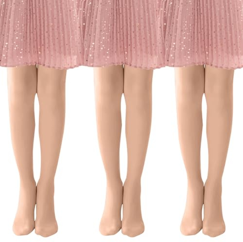 MK MATT KEELY 3 Pares Medias Niñas 20 DEN Medias Lisas Transparentes para Fiesta Ballet Danza Uniforme