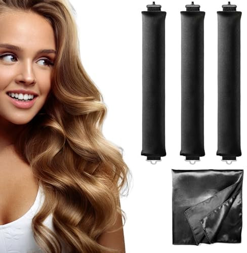 Dunjot Heatless Curling Rod Stirnband, keine Hitze, Curling Stirnband für langes Haar und kurzes Haar, über Nacht, hitzeloses Locken Stirnband (schwarz)