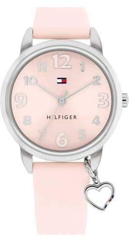 Tommy Hilfiger Uhr mit DREI-Zeiger-Quarzwerkfür die Jugend mit Pinkes Silikonarmband - 1720044