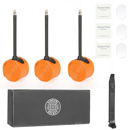 VincuriSelect Schläuchen Set mit 3 ultraleichten TPU-Schläuchen für Rennrad, comletible mit 700x18c-32c Reifen, Presta 85 mm + Reifenhebel & Reparatur-Set
