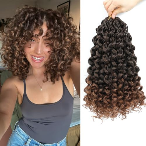 Gogo Curl Pre Twisted Crochet Hair 14 Inch 8 Packs Short Curly Crochet Hair for Women Pre Looped Ocean Wave Water Wave Deep Wave Braiding Hair 14 Inch 8 Packs (1B/30)