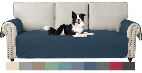 Ystyle Housse Canapé 3 Places avec Accoudoirs, Housses De Canapé Imperméable sans Dossier, Housse De Protection Canapé Animaux, Couvre Canape, Couverture Magnétique pour Canapé, Bleu Berlinois