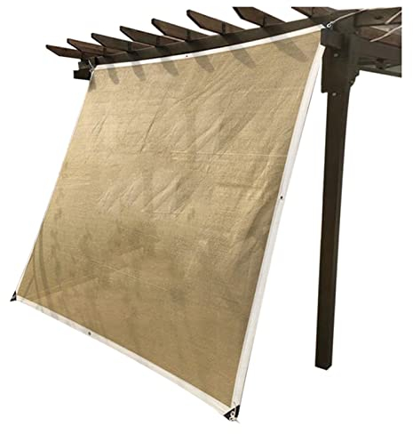 Sonnenschutzdach für Pergola im Freien, Sonnenschutz, Terrassenüberdachung, durchlässiges HDPE-Tuch mit Ösen für Sichtschutzpaneel auf der Terrasse (Farbe: Beige, Größe: 4 x 8 m)