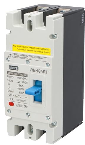 Wengart Disjoncteur Boîtier Moulé DC 125A - WGM3DC-250 - DC 1000V (2 Pôles) - Haute Performance pour IRVE (Bornes de Recharge) et Éolien - Protection Magnéto-Thermique Renforcée