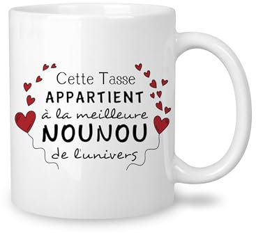 Yufansd Tasse Mug - Le Meilleure Nounou de L'univers - Cadeaux pour Nounou Famille Idée Originale Cadeaux d'anniversaire Noël Mug Merci Nounou Souvenir Céramique 350 ml (Nounou)