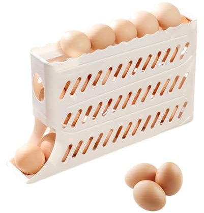 Dispensador de huevos, hueveras para , hueveras para puerta lateral del refrigerador, Huevera de gran capacidad para refrigerador, hueveras de 4 niveles con rodillo automático para armario