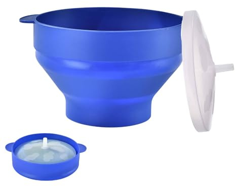 Palomitas de maíz para microondas, cuenco para microondas, palomitas de maíz de silicona con tapa y asas, máquina plegable para palomitas de maíz para microondas, cuenco plegable de aire caliente