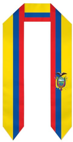 FAGIUCHI Schal mit Ecuador-Flagge, Schulabschluss, Stola, internationales Studium, Fußball-Fans, Prost, Erwachsene, Unisex, Schwarz , Einheitsgröße