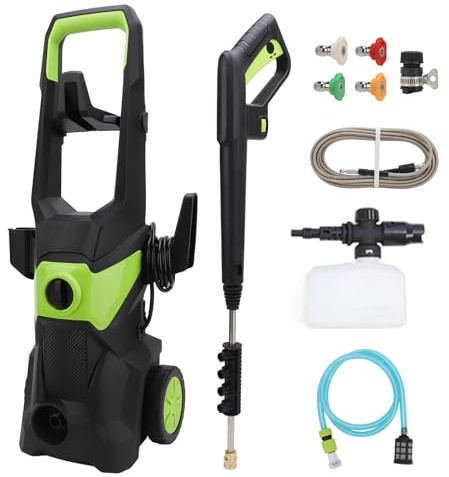 Elektrischer Hochdruckreiniger, 4200 PSI 2.5 GPM, mit 4 Schnellkupplungsdüsen, Schaumkanone, für Autos Zäune Einfahrten Terrassen, Grün