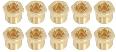 Raccord de Tuyau fileté en Laiton Réducteur 1 2 à 3 8, Paquet de 10 Adaptateurs de Douille Hexagonale pour Eau, Huile, Gaz avec 1200 Psi (Paquet de 10) Douille Hexagonale, pour