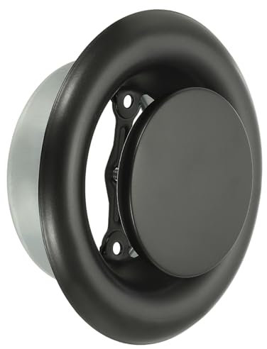 PATIKIL 4 Pouces Rond Diffuseur de Plafond, Couverture de Conduit de Vent D'Air Réglable en Métal pour Cuisine Salle de Bain Garage, Noir