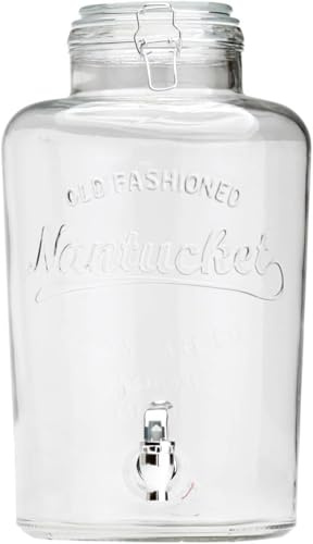 COOK CONCEPT Vorratsglas mit Akazienholzdeckel 1 L | Doppelbrunnen, 2 x 4 Liter Fassungsvermögen, Zapfhähne, Klarglas, für Partys und Veranstaltungen, Säfte, Tee, Cocktails