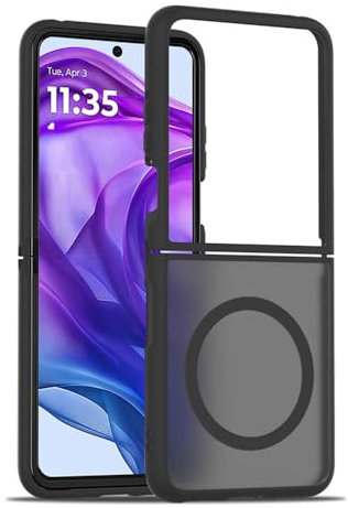 Coque pour Motorola Razr 60 Ultra compatible avec chargeur sans fil MagSafe Motorola Razr 60 Ultra Flip Phone Cover (Noir)