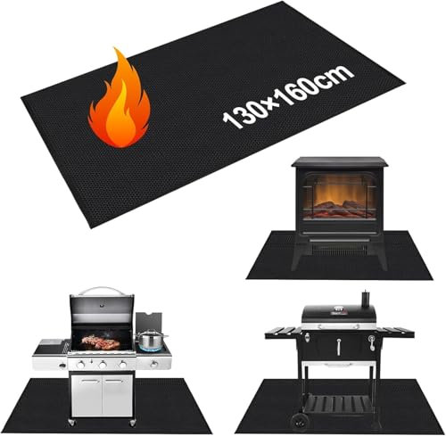 WOCVRYY Tappetino Ignifugo Tappetini da Barbecue 130x160cm BBQ Griglia Tappetini Riutilizzabile Facile da Pulire Impermeabile Prevenire Cadute per Macchina Cucina Barbecue Ideale per Raduni Picnic