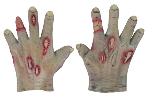 FakeFace Horror Zombie-Handschuhe - Realistische Mumien Hexen Gruselige Krallen-Handschuhe Zombie Kostüm Hände für Halloween Cosplay, Werwolf Wolf Krallen, Blutige Zombie Hände, Schädelhandschuhe