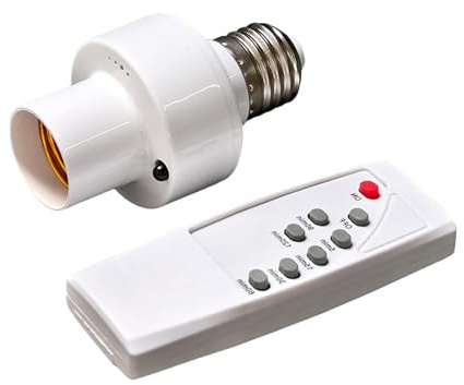 TQUXNGA Lichtschalter Set Fernbedienung Sockel E27 Sockel Lampenfassung mit Fernbedienung Timer für Keller Garage Keine Verkabelung Steckdose Controller
