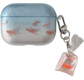DMJSWY Kompatibel mit AirPods 4 Hülle, weiches TPU, Cartoon-Fisch-Design mit Schlüsselanhänger-Schutzhülle für Airpods Pro 2 (Airpods 4)